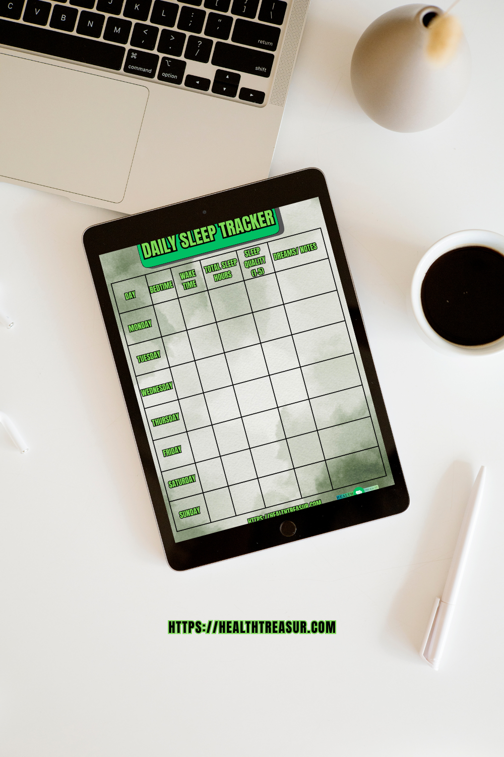 Daily Sleep Tracker – Printable Sleep Log & Wellness Planner for Better Rest & Morning Energy