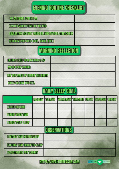 Daily Sleep Tracker – Printable Sleep Log & Wellness Planner for Better Rest & Morning Energy